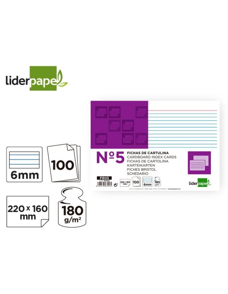 FICHA RAYADA N.5 160X220 MM PAQUETE 100