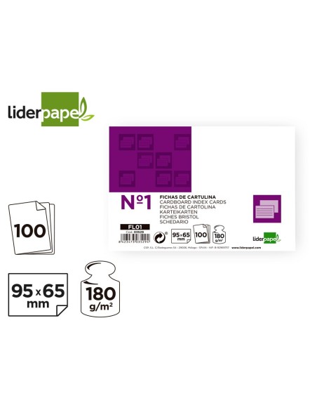 FICHA LISA N.1 65X95 MM PAQUETE 100