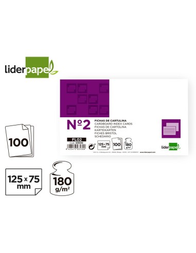 FICHA LISA N.2 75X125 MM PAQUETE 100