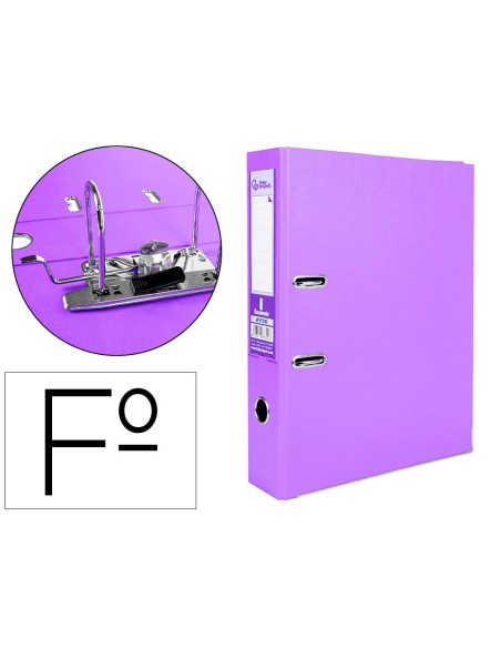 ARCHIVADOR PALANCA LIDERPAPEL FL FORRADO PVC RADO LOMO 75MM LILA