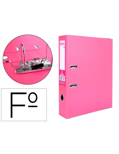 ARCHIVADOR PALANCA LIDERPAPEL FL FORRADO PVC RADO LOMO 75MM ROSA