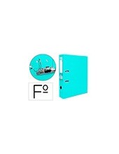 ARCHIVADOR PALANCA LIDERPAPEL FL FORRADO PVC RADO LOMO 75MM TURQ. 2
