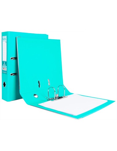 ARCHIVADOR PALANCA LIDERPAPEL FL FORRADO PVC RADO LOMO 75MM TURQ.