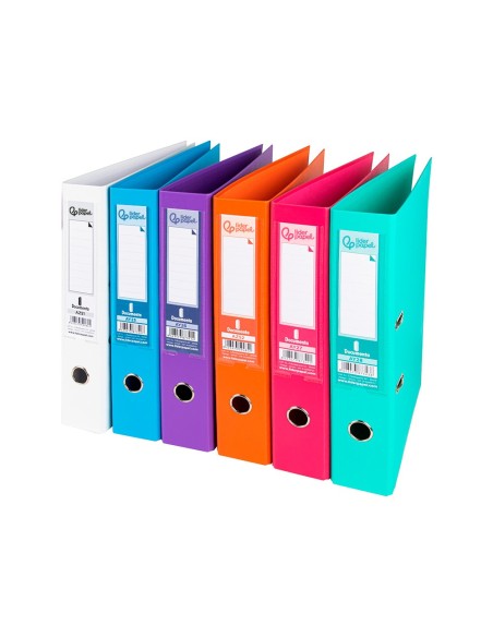 ARCHIVADOR PALANCA LIDERPAPEL FL FORRADO PVC RADO LOMO 75MM PASTEL