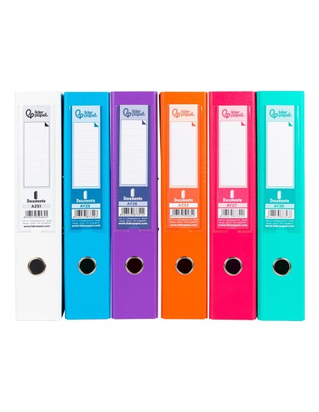 ARCHIVADOR PALANCA LIDERPAPEL FL FORRADO PVC RADO LOMO 75MM PASTEL