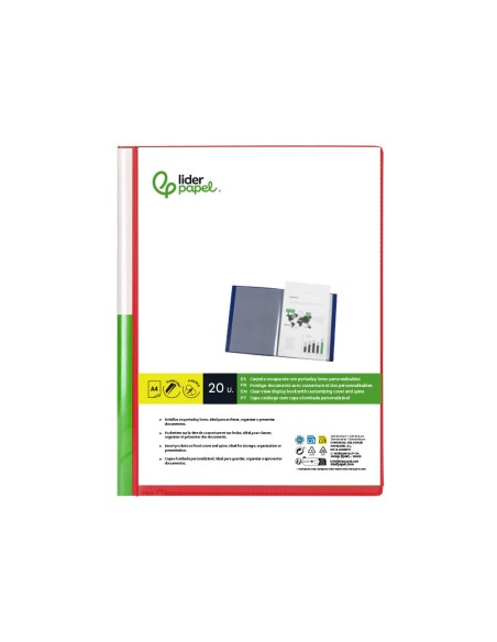 CARPETA PERSONALIZA 20 FUNDAS PP. A4 RJ. TRANS.PORTADA LOMO