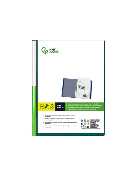 CARPETA PERSONALIZA 20 FUNDAS PP. A4 VE. TRANS.PORTADA LOMO
