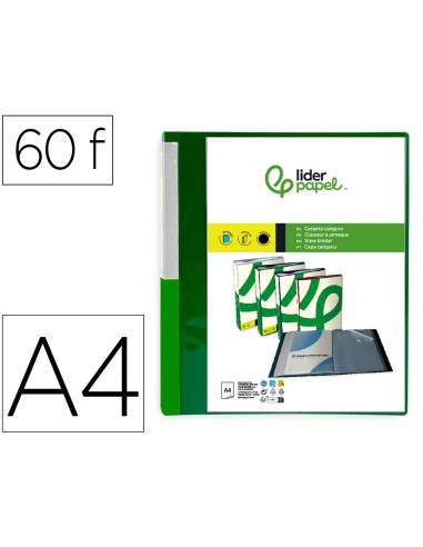 CARPETA LIDERPAPEL 60 FUNDAS PP A4 VE. TRANS.PORTADA LOMO PERSONAL.