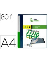 CARPETA LIDERPAPEL 80 FUNDAS PP A4 AZ. TRANS.PORTADA LOMO PERS.