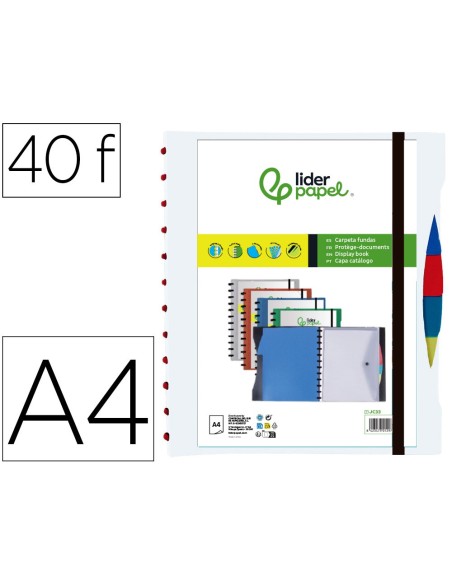 CARPETA LIDERPAPEL A4 40 FUNDAS INTERC.5 SEP Y GOMILLA LOMO PERSO.TPT