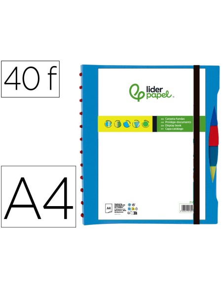CARPETA LIDERPAPEL A4 40 FUNDAS INTERC.5 SEP Y GOMILLA LOMO PERSO.AZ.