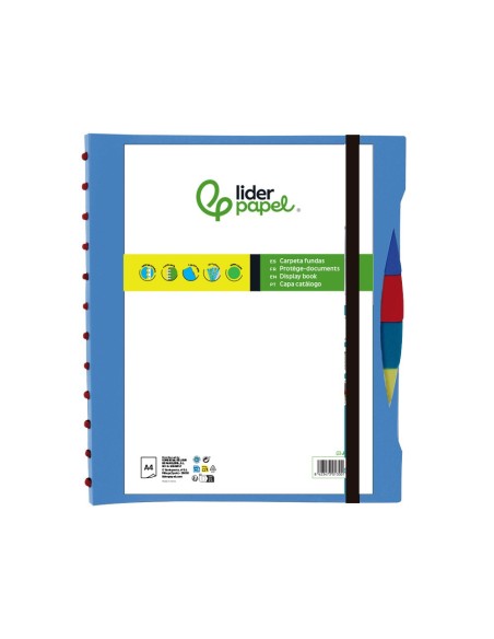 CARPETA LIDERPAPEL A4 40 FUNDAS INTERC.5 SEP Y GOMILLA LOMO PERSO.AZ.