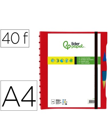 CARPETA LIDERPAPEL A4 40 FUNDAS INTERC.5 SEP Y GOMILLA LOMO PERSO.RJ.