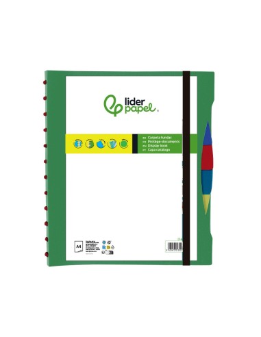 CARPETA LIDERPAPEL A4 40 FUNDAS INTERC.5 SEP Y GOMILLA LOMO PERSO.VE.
