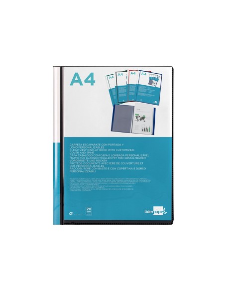 CARPETA ESCAPARATE 20 FUNDAS CANGURO PP A4 NG.LOMO PERSONALIZABLE