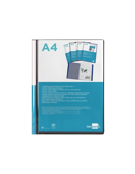 CARPETA ESCAPARATE 40 FUNDAS CANGURO PP A4 NG.LOMO PERSONALIZABLE
