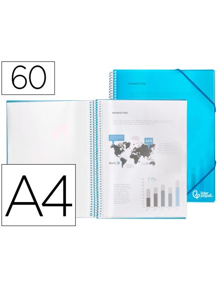 CARPETA ESCAPARATE C/ESP.60 FUNDAS PP A4 AZ.