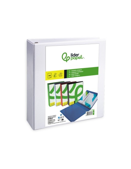 CARPETA CANGURO 4 ANILLAS MIXTAS 55MM LIDERPAPEL A4 BLANCA KG45