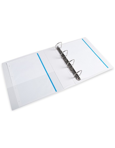 CARPETA CANGURO 4 ANILLAS MIXTAS 55MM LIDERPAPEL A4 BLANCA KG45