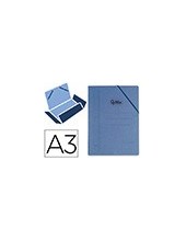CARPETA GOMAS LIDERPAPEL A3 CARTON PRESPAN 3 SOLAPAS AZ. 2