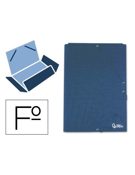 CARPETA GOMAS LIDERPAPEL FL CARTON FORRADO 3 SOLAPAS AZ.