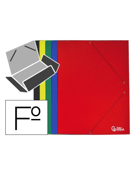 CARPETA GOMAS LIDERPAPEL FL PLASTIFICADO 3 SOLAPAS COL. SURT.