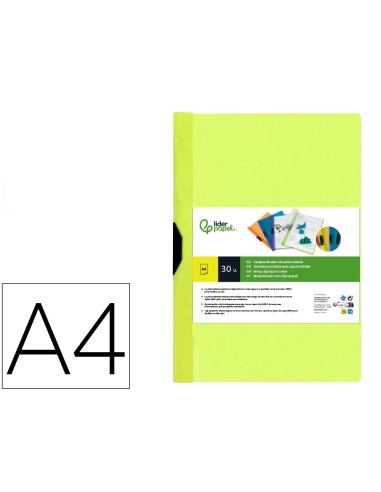 CARPETA DOSSIER PINZA LAT.PP. A4 AM. FLUOR OPACO 30H. DESLIZANTE
