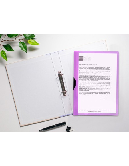 CARPETA DOSSIER PINZA LAT.PP. A4 LAVANDA OPACO 30H. PINZA DESLIZANTE