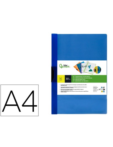 CARPETA DOSSIER PINZA LAT.PP. A4 AZ. TRANS.60H. PINZA DESLIZANTE