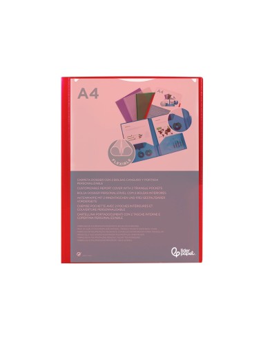 CARPETA BEAUT.DOSSIER DOS BOLSAS CANGUROS 45680 PP DIN A4 ROJA