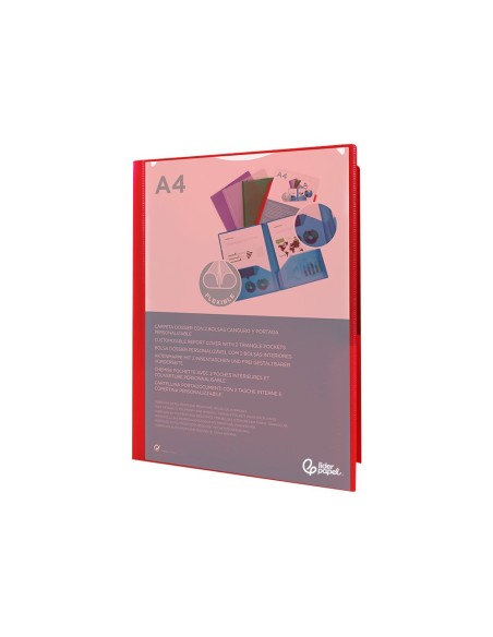 CARPETA BEAUT.DOSSIER DOS BOLSAS CANGUROS 45680 PP DIN A4 ROJA
