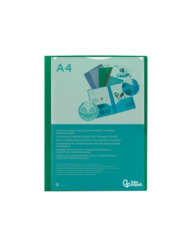 CARPETA BEAUT.DOSSIER DOS BOLSAS CANGUROS 45683 PP DIN A4 VERDE