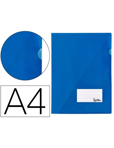 CARPETA DOSSIER PP DIN A4 BOLSA Y TARJETERO AZUL