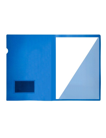 CARPETA DOSSIER PP DIN A4 BOLSA Y TARJETERO AZUL