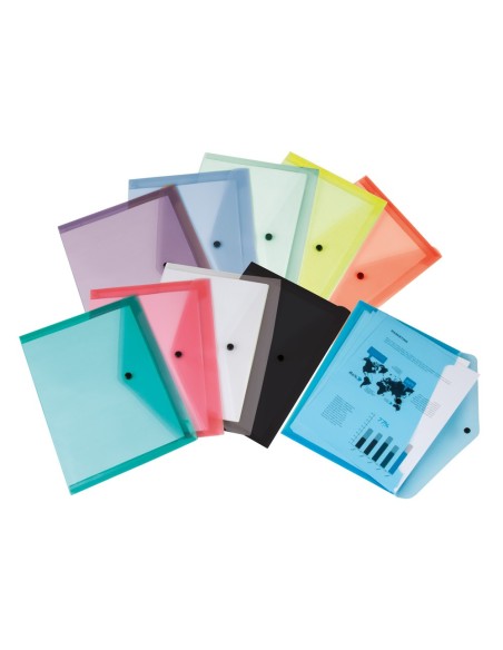 CARPETA  DOSSIER BROCHE TPTE.DIN A4 PQ.DE 12 UD.SURT.