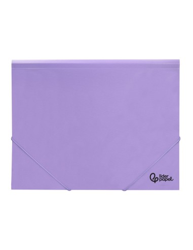 CARPETA GOMAS LIDERPAPEL A4 PP 3 SOLAPAS LAVANDA