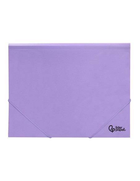 CARPETA GOMAS LIDERPAPEL A4 PP 3 SOLAPAS LAVANDA