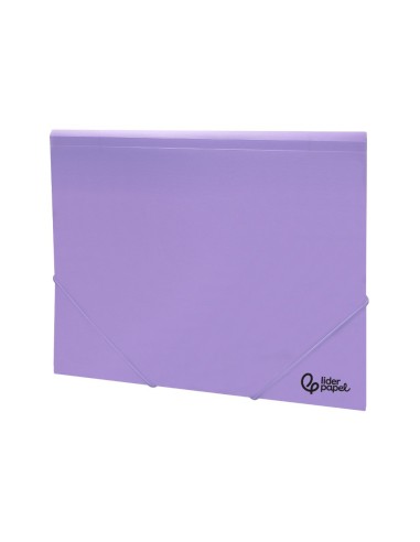 CARPETA GOMAS LIDERPAPEL A4 PP 3 SOLAPAS LAVANDA
