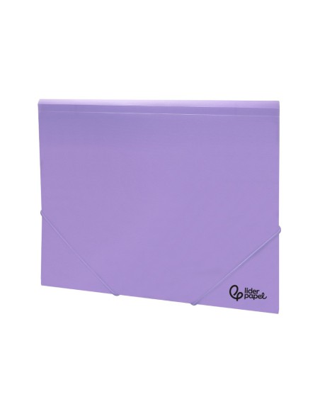 CARPETA GOMAS LIDERPAPEL A4 PP 3 SOLAPAS LAVANDA