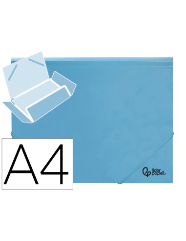 CARPETA GOMAS LIDERPAPEL A4 PP 3 SOLAPAS CELESTE