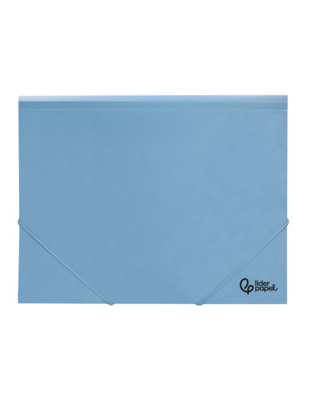 CARPETA GOMAS LIDERPAPEL A4 PP 3 SOLAPAS CELESTE