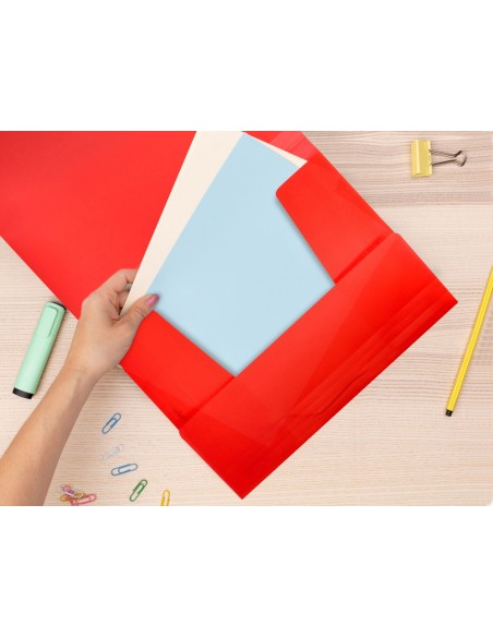 CARPETA GOMAS LIDERPAPEL A4 PP 3 SOLAPAS RJ. TPTE.