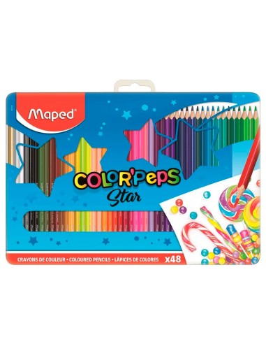 LAPICES MAPED PEPS CAJA MET.DE 48 LAPICES SURT.