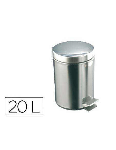 PAPELERA PEDAL ACERO INOXIDABLE BRILLO 20 L 435X295X350 MM