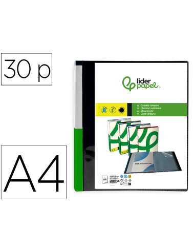 CARPETA LIDERPAPEL 30 FUNDAS PP A4 NG.OPACO PORTADA LOMO PERS.