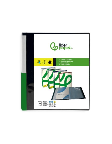 CARPETA LIDERPAPEL 30 FUNDAS PP A4 NG.OPACO PORTADA LOMO PERS.