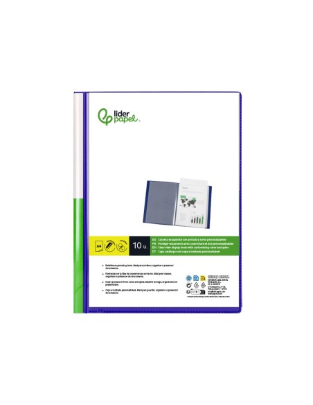 CARPETA ESCAPARATE 100 FUNDAS PP A4 AZ.C/CAJETIN