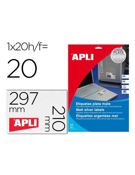 ETIQUETA ADH. APLI 10071 210X297MM METALIZADA 20H.
