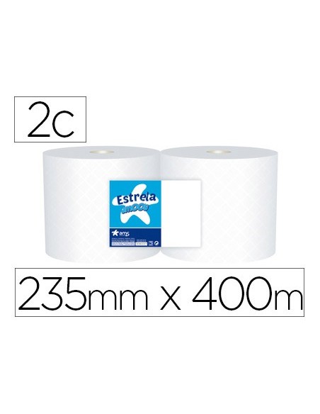PAPEL SECAMANOS IND.AMOOS 2 CAPAS 235MM.X 400 MT PAQ.2 ROLL.J624012