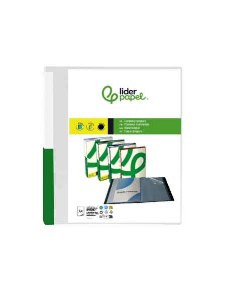 CARPETA LIDERPAPEL 10 FUNDAS PP A4 TPTE.PORTADA LOMO PERS.